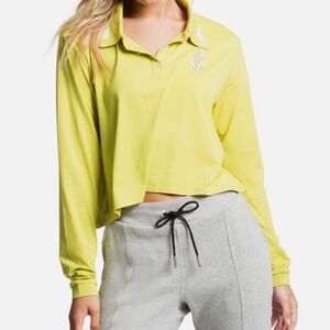 Juicy Couture Cropped Collared Shirt, Taffy Lime, X-Small